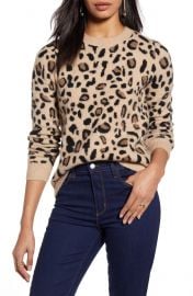 Halogen   Leopard Spot Crewneck Pullover  Regular  amp  Petite    Nordstrom at Nordstrom